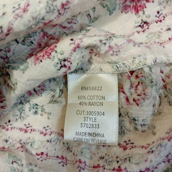 Max Studio London Floral Peasant Blouse Size M Cotton Blend Bohemia Preppy - Picture 3 of 9